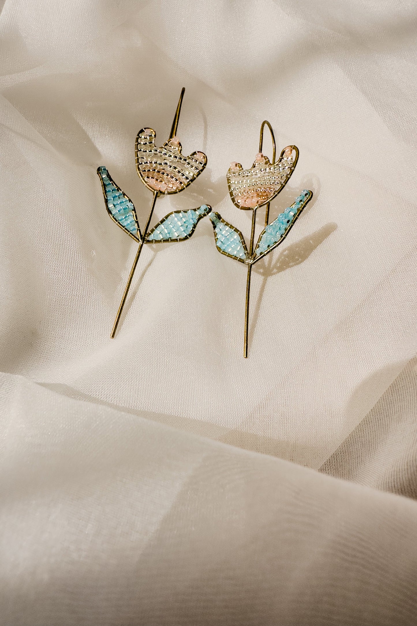 Beaded Tulip Earcuff- Crystal