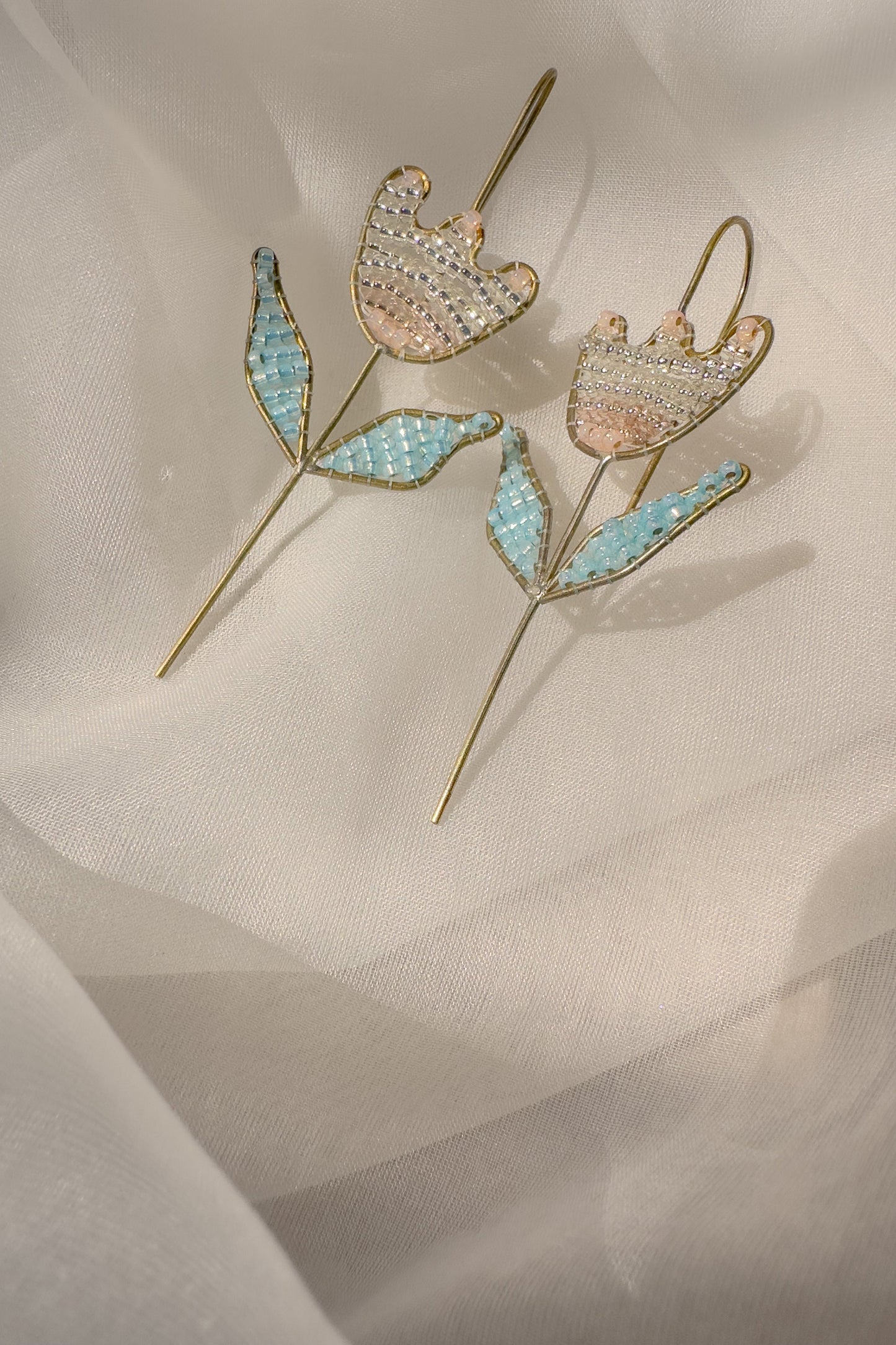 Beaded Tulip Earcuff- Crystal