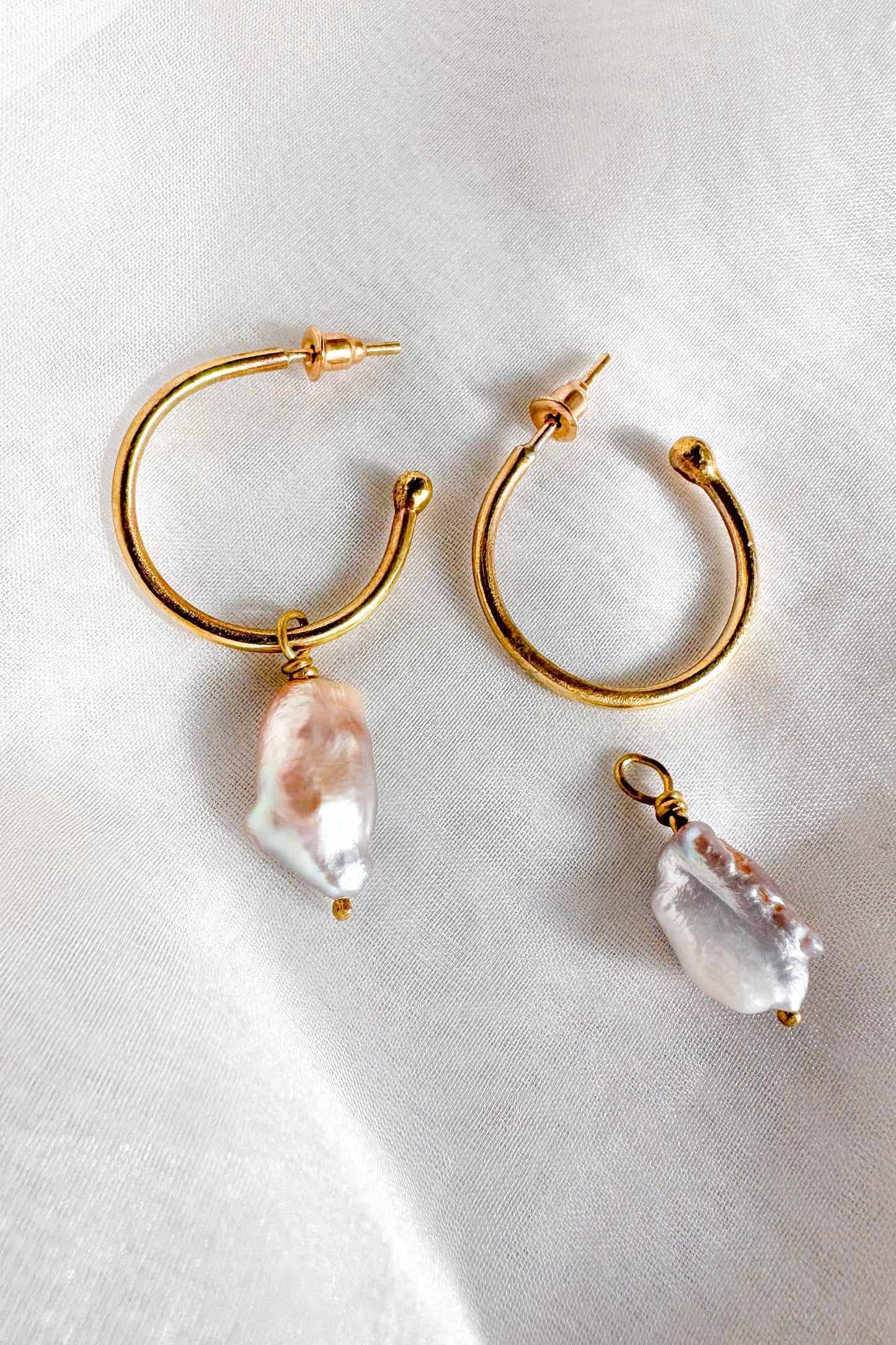Pearl Drop Hoops
