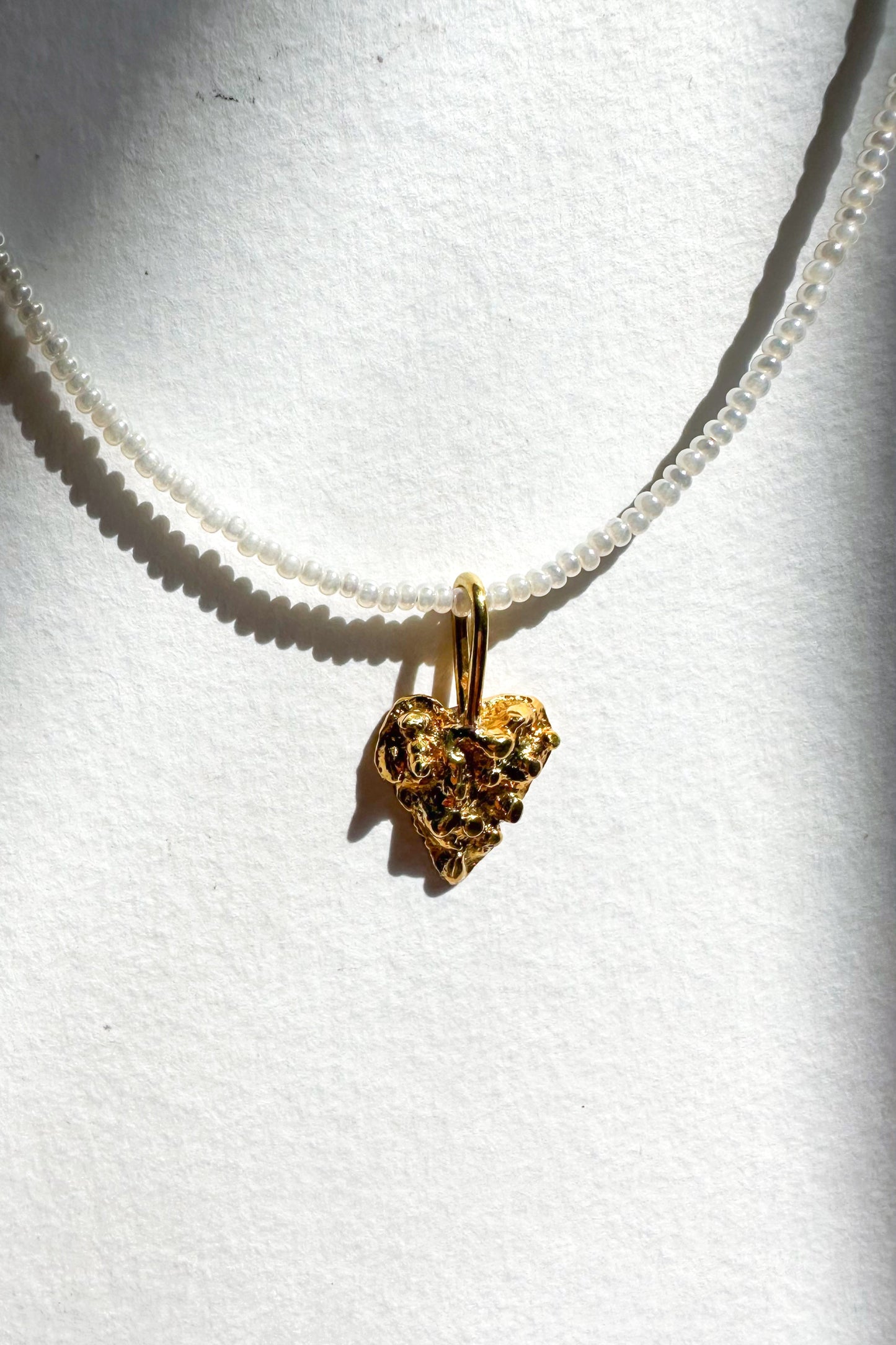 Molten Heart Charm Necklace – Brass & Beaded
