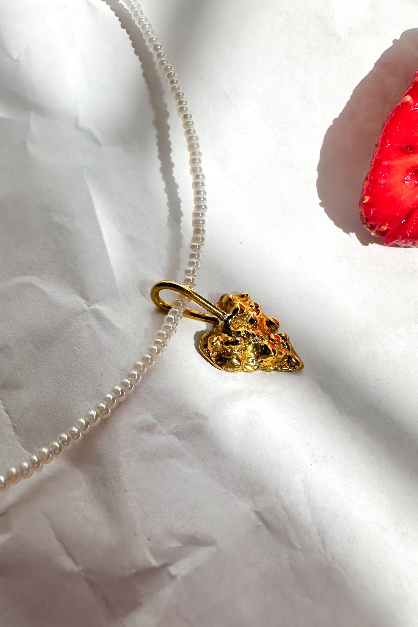 Molten Heart Charm Necklace – Brass & Beaded