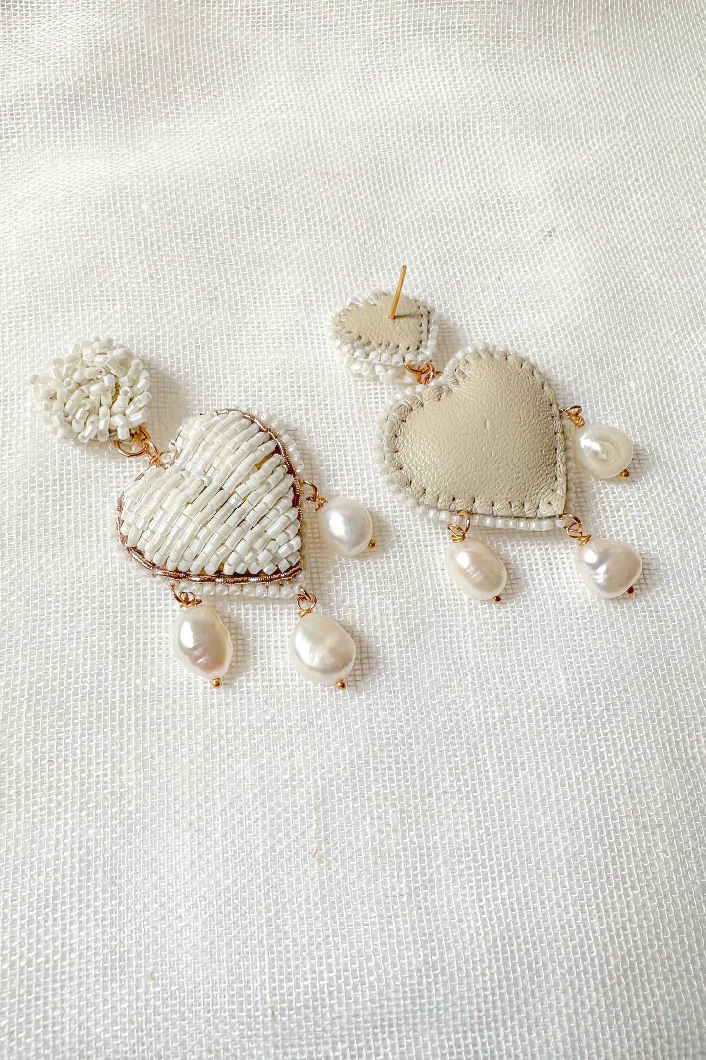 Ivory Beaded Heart Earring