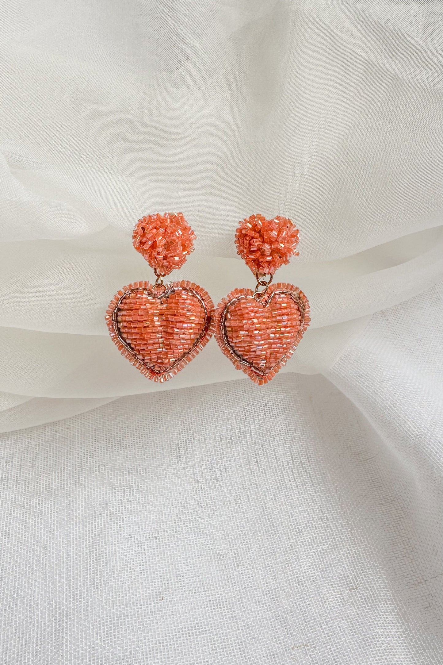 Peach Heart Earrings