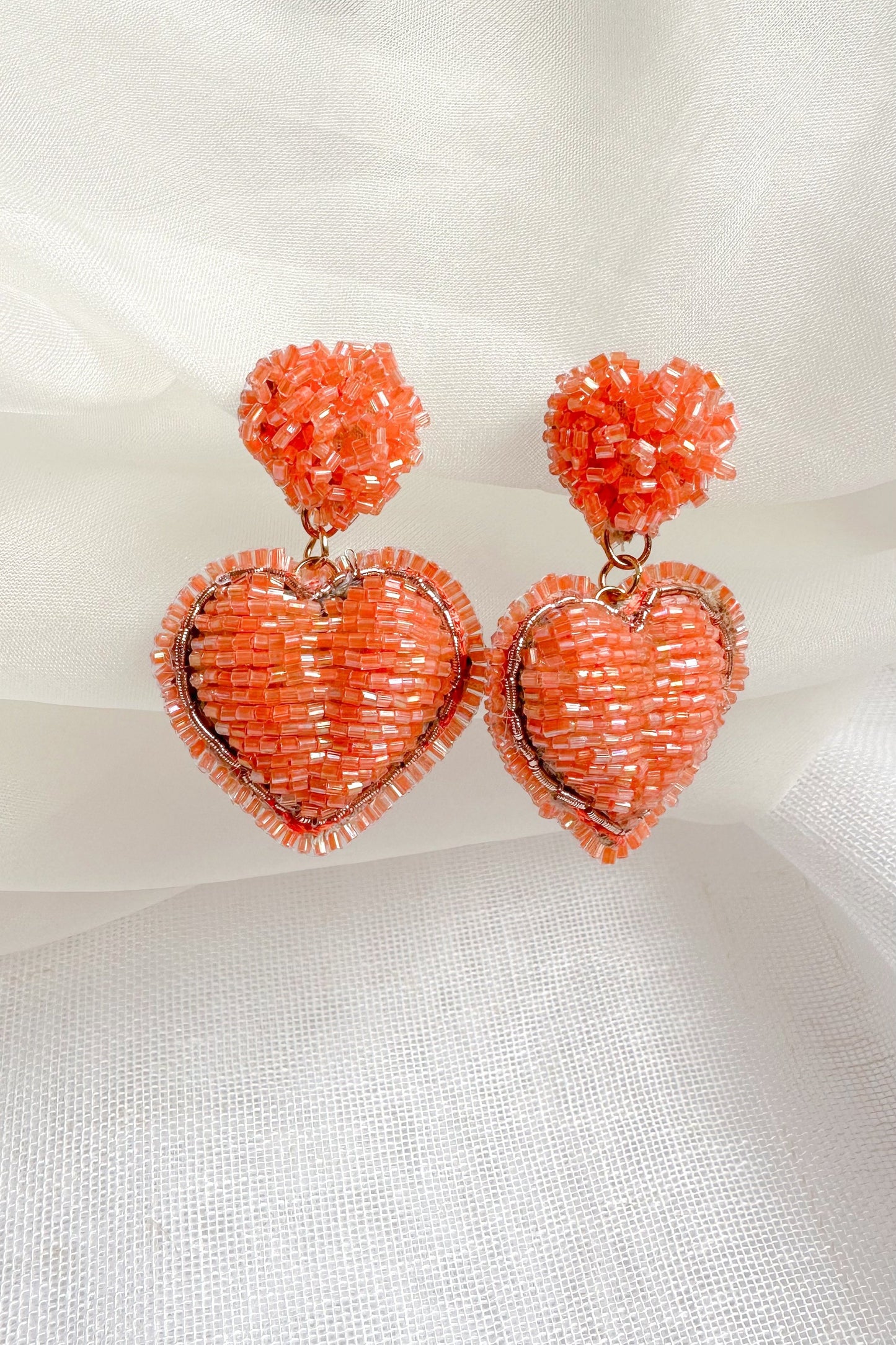 Peach Heart Earrings