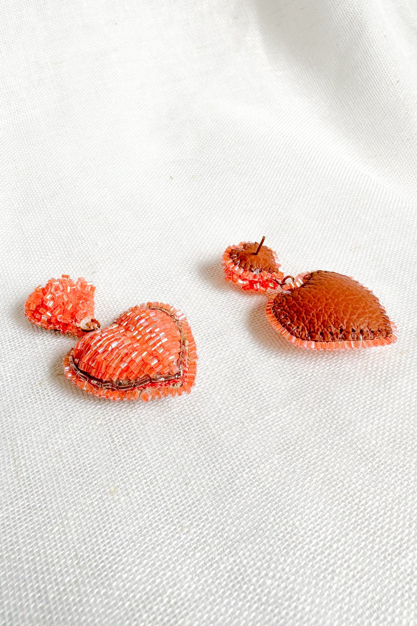 Peach Heart Earrings
