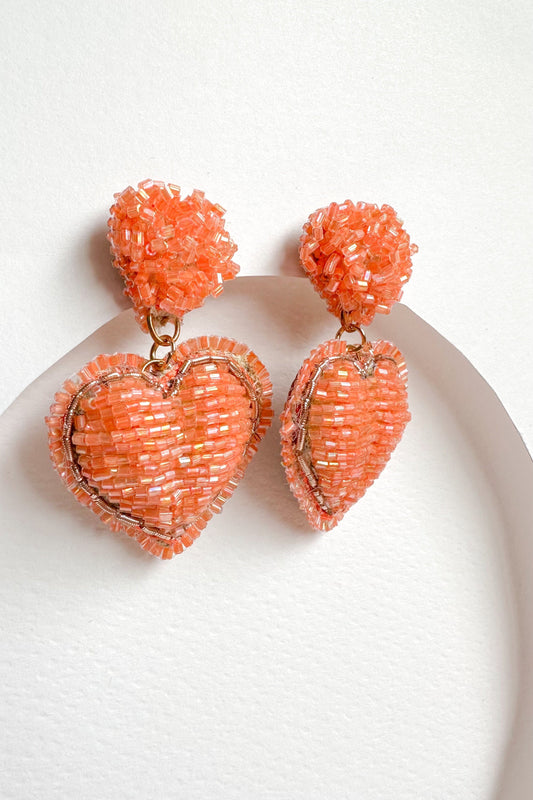 Peach Heart Earrings