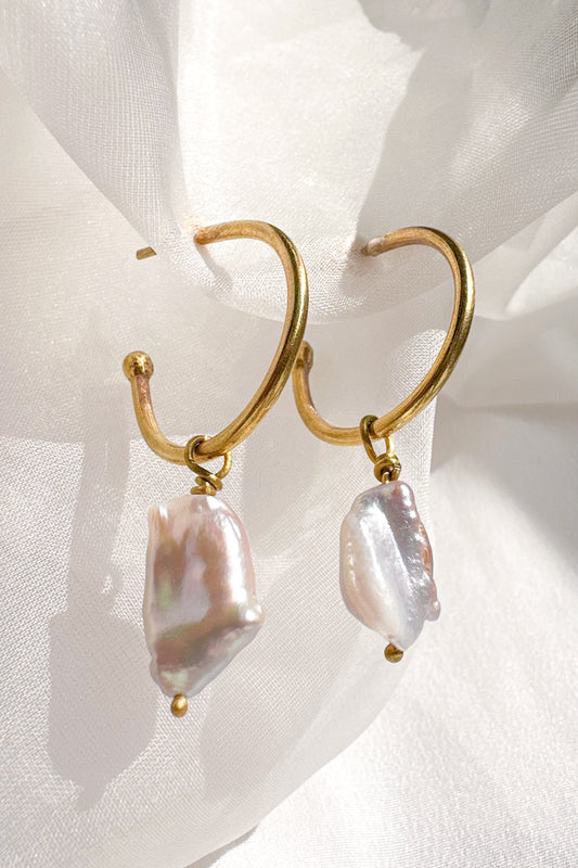 Pearl Drop Hoops