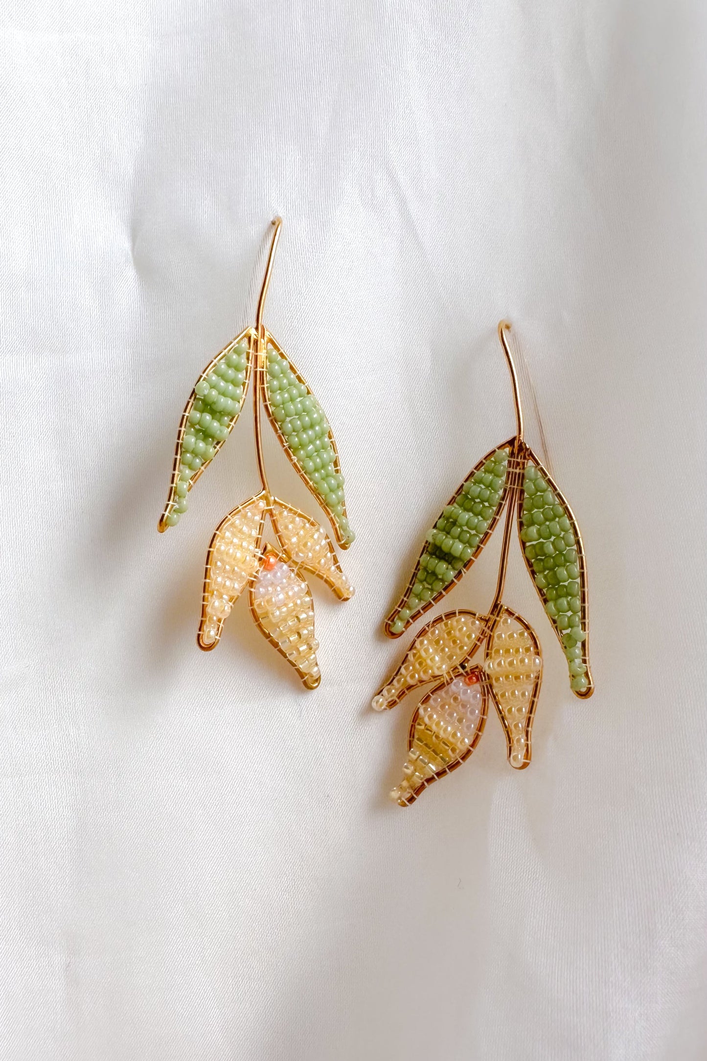 Beaded Tulip Earring - Yellow